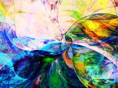 mavi ve yeşil soyut fraktal arkaplan 3d oluşturma