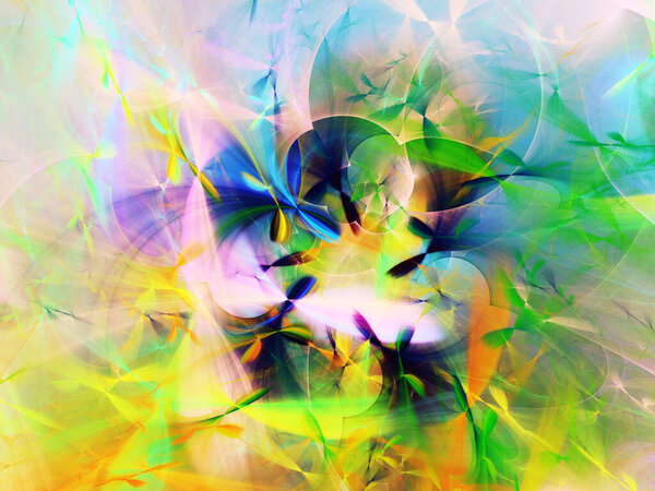 Yellow and green abstract fractal background 3d rendering