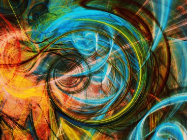 mavi ve yeşil soyut fraktal arkaplan 3d oluşturma