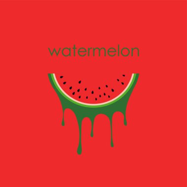Watermelon minimalistic poster. Watermelon slice on red background