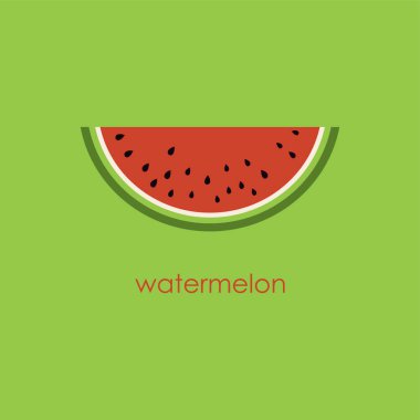 Watermelon minimalistic poster. Watermelon slice on green background