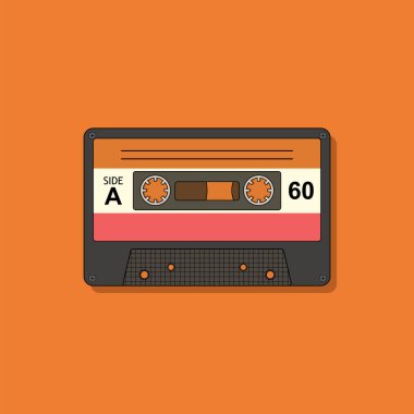 Retro ses kasedi. Düz tasarım vektör çizimi