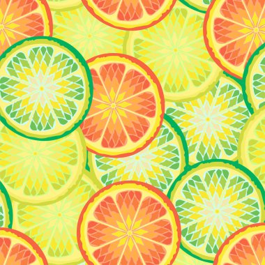 Pattern with fresh citrus slices. Orange, lemon, lime, grapefruit slices. Creative concept