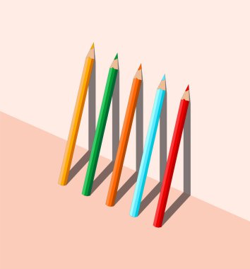 Pastel arka planda okul renginde kalemler. Yaratıcı kavram