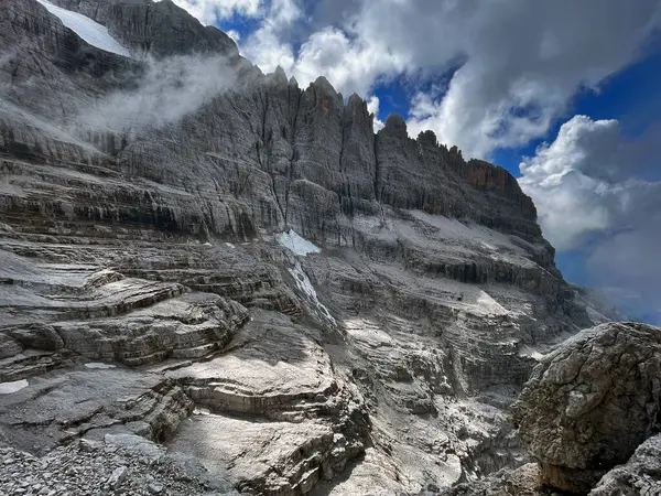 Alpské Nadmořské Výšky Expose Ferrata Trail Adamello Brenta Bocchette Dolomites — Stock fotografie
