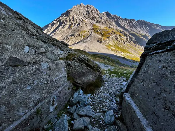Bunkier Wojna Światowa Panoramiczne Widoki Góry Park Narodowy Vanoise Alpy — Zdjęcie stockowe