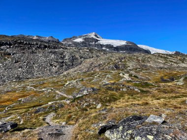 Buzul Nehri ve İzleri: Vanoise Ulusal Parkı 'nda Panoramik Dağ Manzaraları, Hautes Alps, Fransa