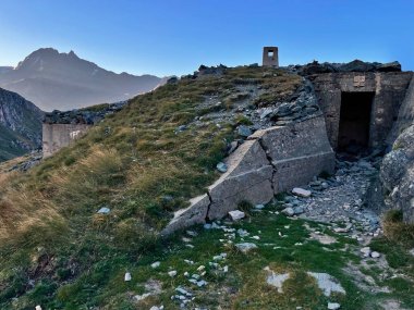 Bunker second world war Panoramic Mountain Views, Vanoise National Park, Hautes Alps, France clipart