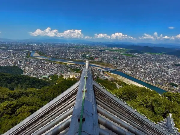 Панорамный Вид Замок Гифу Против Драматического Неба Гифу Япония Лицензионные Стоковые Фото