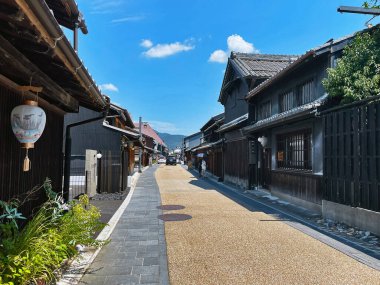 Kawaramachi 'nin Resimli Sokak ve Evleri, Gifu, Japonya