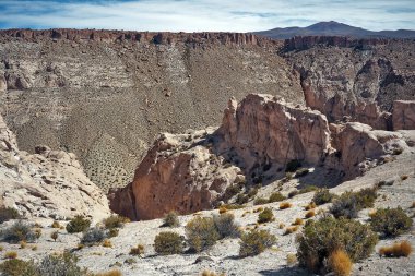 Yukarıdan, Colcha K, Uyuni, Bolivya 'dan Anaconda Kanyonu' nun uzak doğası