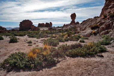 Bolivya 'nın Highland, Italia Perdida, Colcha K, Uyuni, Bolivya' daki Dünya Kupası şekilli Eroded Rocks and Canyons