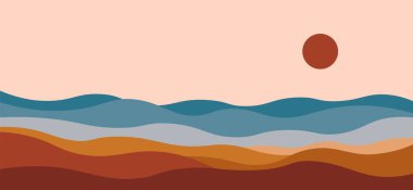 Dağ manzarası. Duvar dekorasyonu, baskı, poster, asgari arkaplan için soyut modern doğa sanatı. Vektör illüstrasyonu.