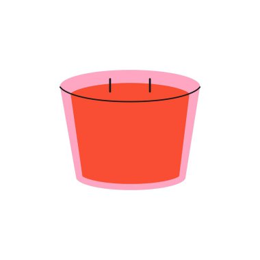 Wax scented candle. Cartoon candle jar for aromatherapy relax, simple spa interior decor. Modern vector flat illustration.