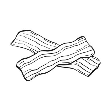 Pastırmalı el çizimi sanat. Modern soyut kahvaltı yiyecekleri karalama mürekkep stili, cafe posteri, menü tasarımı veya afişler için modaya uygun eskiz. Vektör illüstrasyonu.