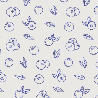 Elle çizilmiş yaban mersini deseni. Soyut yaban mersini dokusu, taze meyve karalaması arkaplan, paketleme için şirin baskı, duvar kağıdı. Vektör modern resimleme.