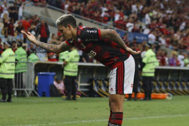 Brezilya Futbol Şampiyonası: Flamengo Santos 'a karşı. 25 Ekim 2022, Rio de Janeiro, Brezilya: Brezilya 'daki Maracana Stadyumu' nda düzenlenen Brezilya Futbol Şampiyonası 'nın 34. turu için Flamengo ve Santos arasındaki futbol maçı