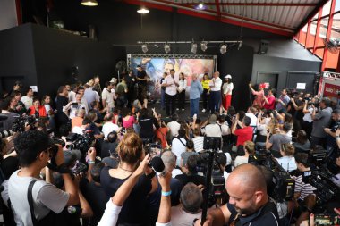 Brezilya Seçimleri: Eski Cumhurbaşkanı Lula Sao Paulo 'da Pepe Mujica ile bir röportaj yaptı. 29 Ekim 2022, Sao Paulo, Brezilya: Brezilya cumhurbaşkanı adayı, eski başkan Luiz Inacio Lula da Silva bir basın toplantısı sırasında 