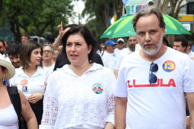 Brezilya Seçimleri: Senatör Simone Tebet Sao Paulo 'da eski başkan Lula için kampanya yürütüyor. 29 Ekim 2022, Sao Paulo, Brezilya MDB-MS başkanlığına aday olan Senatör Simone Tebet