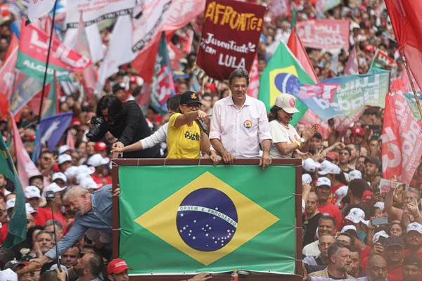 Elections Brésil Lula Promène Sur Paulista Avenue Présence Ancien Président — Photo