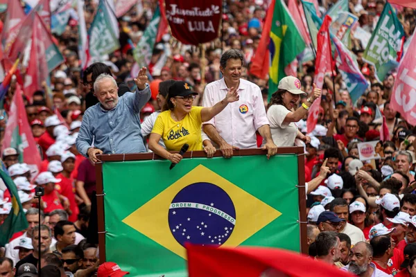 Eleições Brasil Lula Passeio Pela Avenida Paulista Com Presença Presidente — Fotografia de Stock