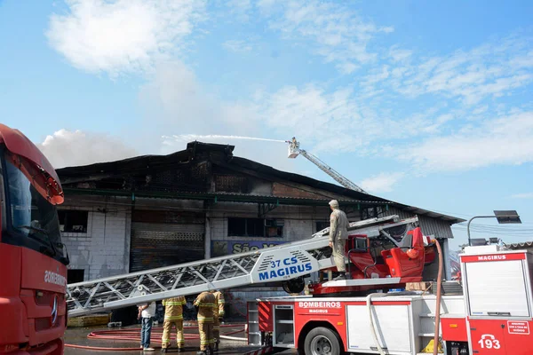 Incendie Éclate Dans Les Entrepôts Centre Approvisionnement Alimentaire Rio Janeiro — Photo