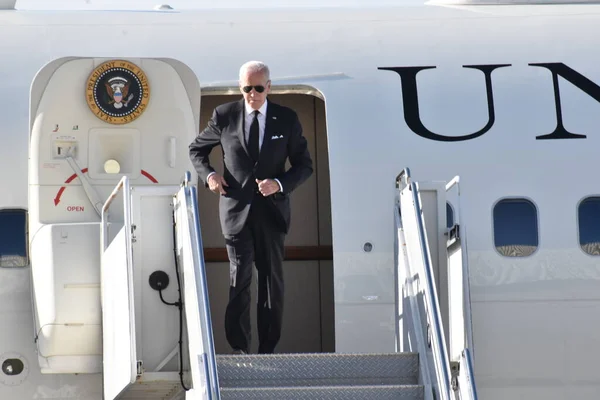 Presidente Dos Estados Unidos Joe Biden Chega Aeroporto John Kennedy — Fotografia de Stock