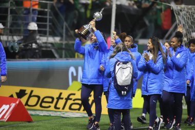 Libertadores Kadınlar Futbol Kupası - Palmeiras Şampiyonu. 2 Kasım 2022, Sao Paulo, Brezilya: Palmeiras kadın takımının oyuncuları, Libertadores for Women 's Soccer Cup şampiyonları, Olimpiyat turuna katılırlar. 