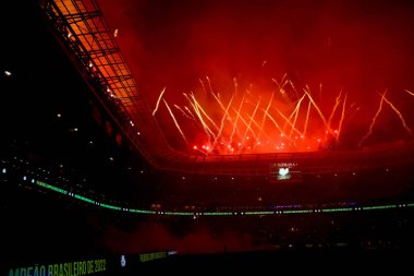 Palmeiras takımı Brezilya Futbol Şampiyonası şampiyonudur. 2 Kasım 2022, Sao Paulo, Brezilya: Palmeiras ve Fortaleza arasındaki futbol maçı, Allianz Parque Stadyumu 'nda düzenlenen 35.