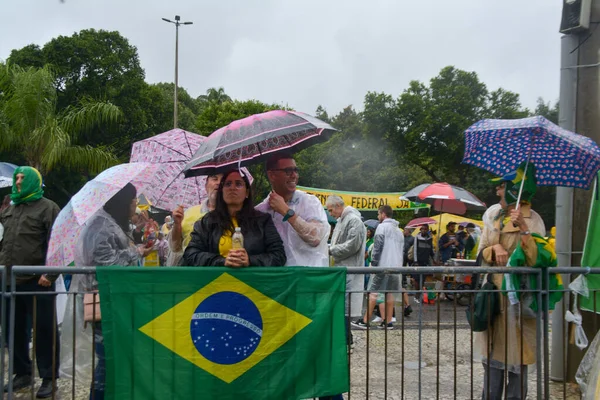Болсонаристы Протестуют Против Призыва Военной Интервенции Бразилию Ноября 2022 Года — стоковое фото
