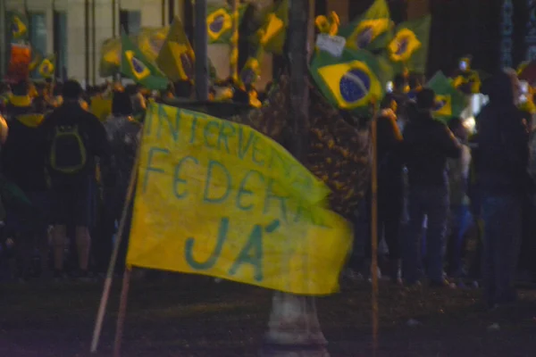 Zwolennicy Prezydenta Brazylii Jair Bolsonaros Wzywają Interwencji Wojskowej Rio Janeiro — Zdjęcie stockowe