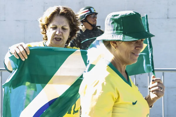 Supportrar Till Brasiliens President Jair Bolsonaristas Förblir Läger Inför Den — Stockfoto