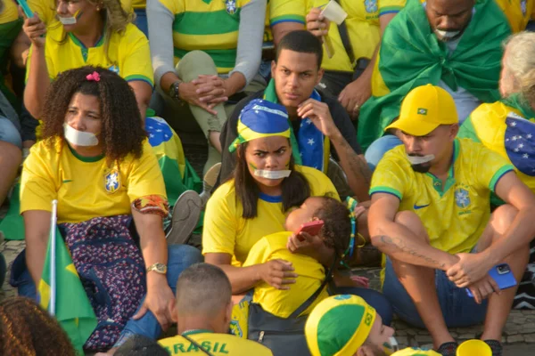 Υποστηρικτές Του Βραζιλιάνου Προέδρου Jair Bolsonaro Παραμένουν Στρατοπεδευμένοι Μπροστά Από — Φωτογραφία Αρχείου