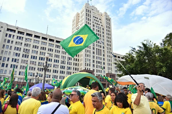 Anhänger Des Brasilianischen Präsidenten Jair Bolsonaro Campieren Weiterhin Vor Dem — Stockfoto