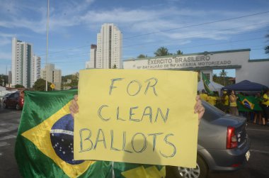 Bolsonistler Natal 'a askeri müdahale çağrısında bulundu. 7 Kasım 2022, Natal, Rio Grande do Norte, Brezilya: Brezilya cumhurbaşkanının destekçileri ve yenilen aday Jair Bolsonaro, 6. protesto gününe girdi. 