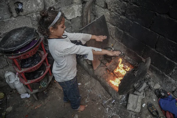Filistinliler Kuşatma Soğuk Hava Altında Zor Bir Hayat Yaşıyorlar Kasım — Stok fotoğraf