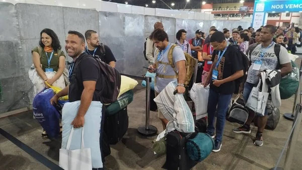 stock image (INT) Campusers arrive at Anhembi for another Campus Party in Sao Paulo. November 10, 2022, Sao Paulo, Brazil: The first campusers arrive at Anhembi, in Sao Paulo, for another edition of Campus Party Brazil, considered the largest technology and inte