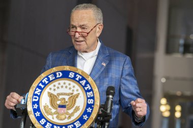 Senator Schumer's Remarks After Democrats Keep Control Of Senate. November 13, 2022, New York, USA: Senate Majority Leader, U.S. Senator Chuck Schumer (D-NY) speaks to press after democrats keep control of senate on November 13, 2022  clipart