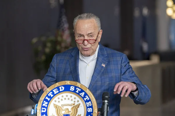 Senator Schumer Remarks Democrats Keep Control Senate November 2022 New — Stock Photo, Image