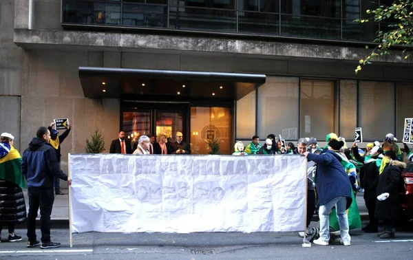 Brazylijczycy Protestują Konferencji Lide Brazil Conference Listopada 2022 Nowy Jork — Zdjęcie stockowe