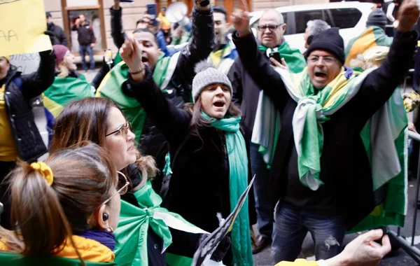 Nowość Brazylijczycy Protestują Konferencji Lide Brazil Conference Listopada 2022 Nowy — Zdjęcie stockowe