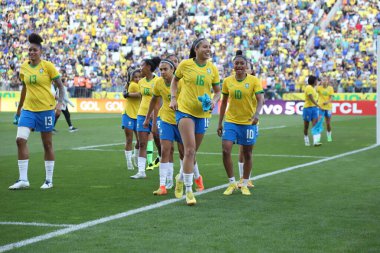 Bayanlar futbol: Brezilya ve Kanada arasında dostça bir maç. 15 Kasım 2022, Sao Paulo, Brezilya: Brezilya ve Kanada takımları arasındaki futbol maçı, Sao Paulo 'daki Neo Quimica Arena Stadyumu' nda yapıldı.