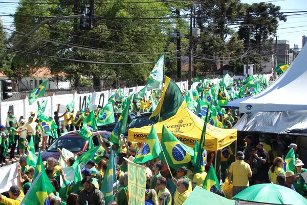Manifestantes Apoiando Presidente Jair Bolsonaro Protestam Frente Quartel Curitiba Novembro — Fotografia de Stock