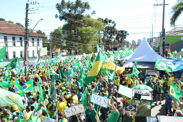 Manifestanti Che Sostengono Protesta Del Presidente Jair Bolsonaro Davanti Alla — Foto Stock