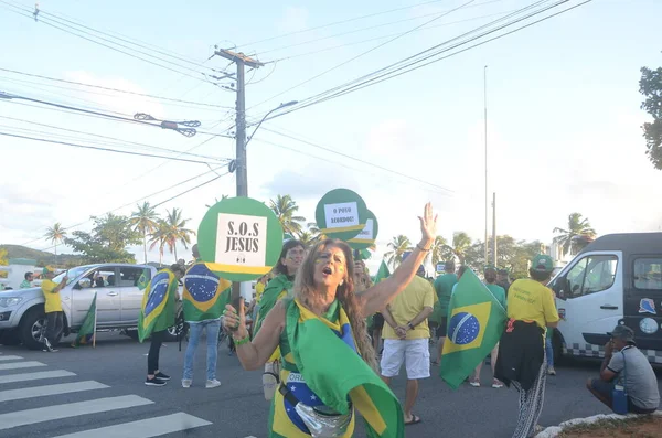Прихильники Бразильського Президента Яіра Болсонаро Протестують Наталі Листопада 2022 Року — стокове фото