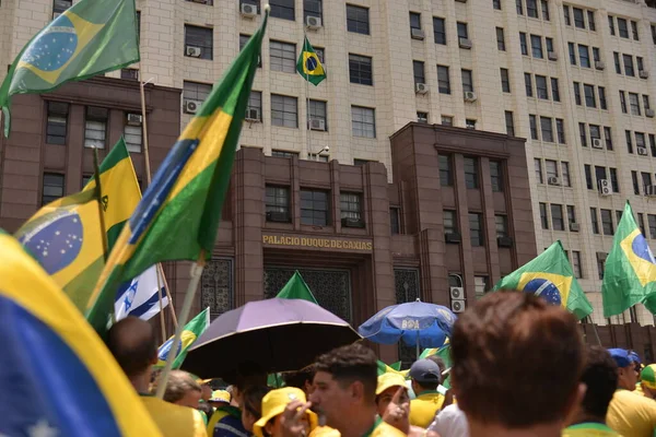 리우데자네이루에서 브라질 대통령 Jair Bolsonaro 지지자들 브라질 리우데자네이루 2022 브라질 — 스톡 사진