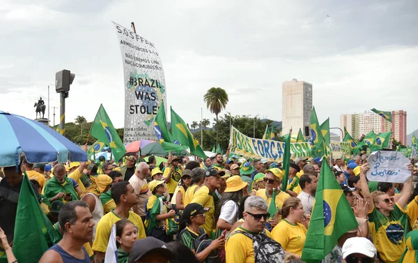 Partidarios Del Presidente Brasileño Jair Bolsonaro Protestan Río Janeiro Noviembre — Foto de Stock