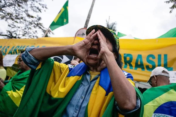 Manifestanti Che Sostengono Presidente Jair Bolsonaro Chiedono Intervento Militare Brasile — Foto Stock