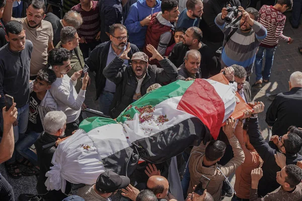 Miles Palestinos Lloran Los Cuerpos Palestinos Noviembre 2022 Gaza Palestina —  Fotos de Stock