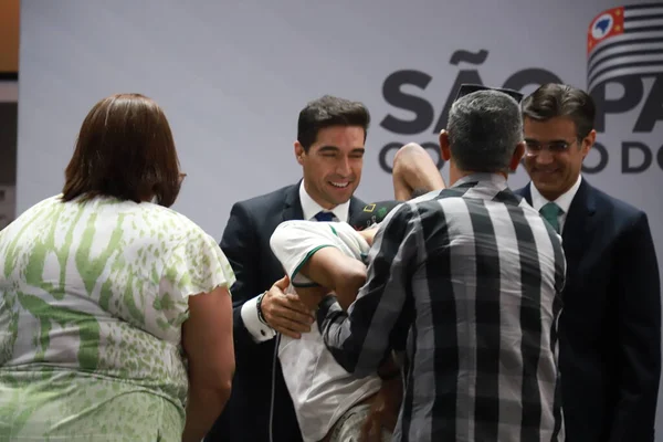 Palmeiras Fußballtrainer Abel Ferreira Erhält Die Sportmedaille Von Sao Paulo — Stockfoto